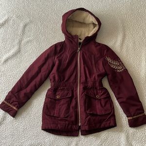 Jessica Simpson maroon jacket with faux fur lined hood